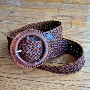 AEO American Eagle Outfitters Brown Braided Leather Belt L/XL
